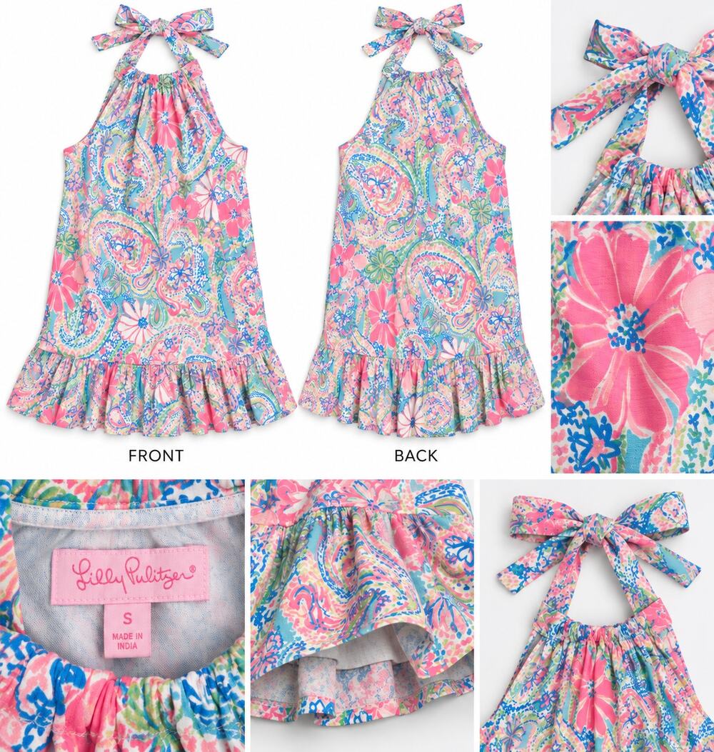 NWOT Lilly Pulitzer Saira Halter Dress Pink Blue Floral Paisley Ruffle Hem S